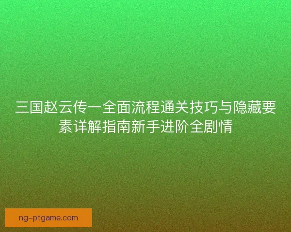 三国赵云传一全面流程通关技巧与隐藏要素详解指南新手进阶全剧情